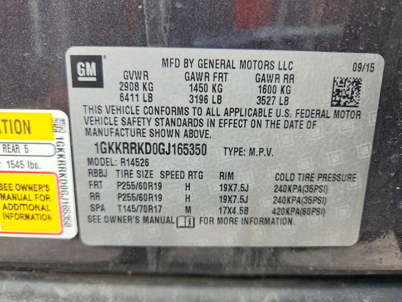 2016 Gmc Acadia მანქანა იყიდება აუქციონზე, vin: 1GKKRRKD0GJ165350, აუქციონის ნომერი: 56123756