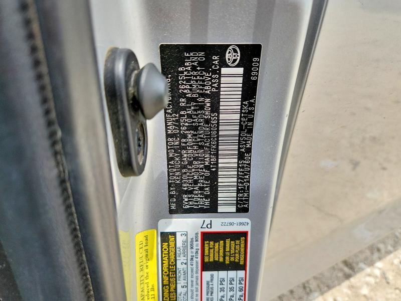 Aukcja sprzedaży 2012 Toyota Camry, vin: 4T1BF1FK6CU605655, numer aukcji: 58066766