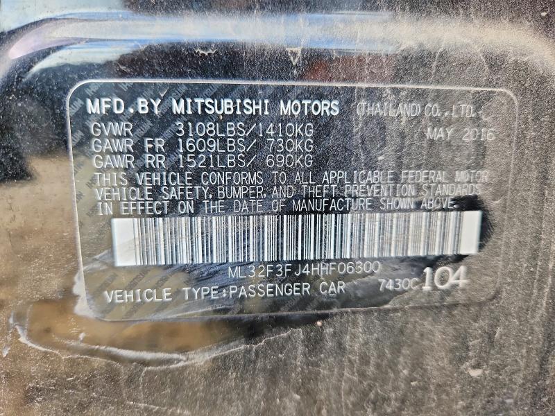Aukcja sprzedaży 2017 Mitsubishi Mirage, vin: ML32F3FJ4HHF06300, numer aukcji: 57776116