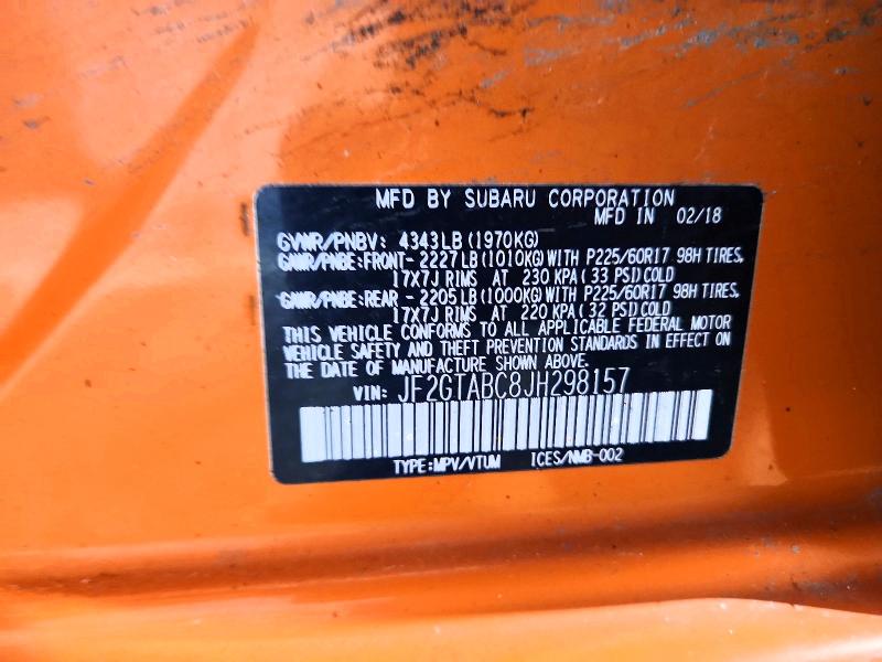 Продажа на аукционе авто 2018 Subaru Crosstrek, vin: JF2GTABC8JH298157, номер лота: 58235586