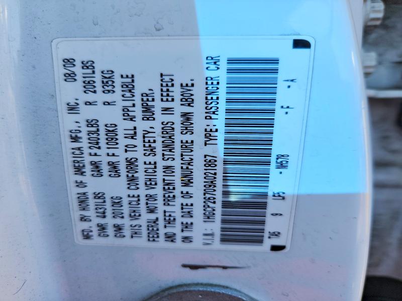 Продаж на аукціоні авто 2009 Honda Accord, vin: 1HGCP26709A021867, номер лоту: 56549696