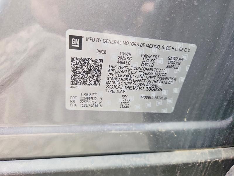 2019 Gmc Terrain მანქანა იყიდება აუქციონზე, vin: 3GKALMEV7KL106835, აუქციონის ნომერი: 56509456