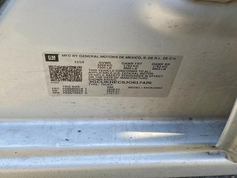 Aukcja sprzedaży 2018 Chevrolet Silverado, vin: 3GCUKREC5JG617426, numer aukcji: 58819596