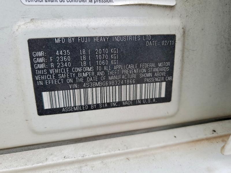 Aukcja sprzedaży 2011 Subaru Legacy, vin: 4S3BMBG69B3241866, numer aukcji: 56793046