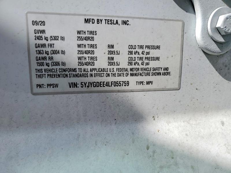 Продажа на аукционе авто 2020 Tesla Model Y, vin: 5YJYGDEE4LF055759, номер лота: 57382486