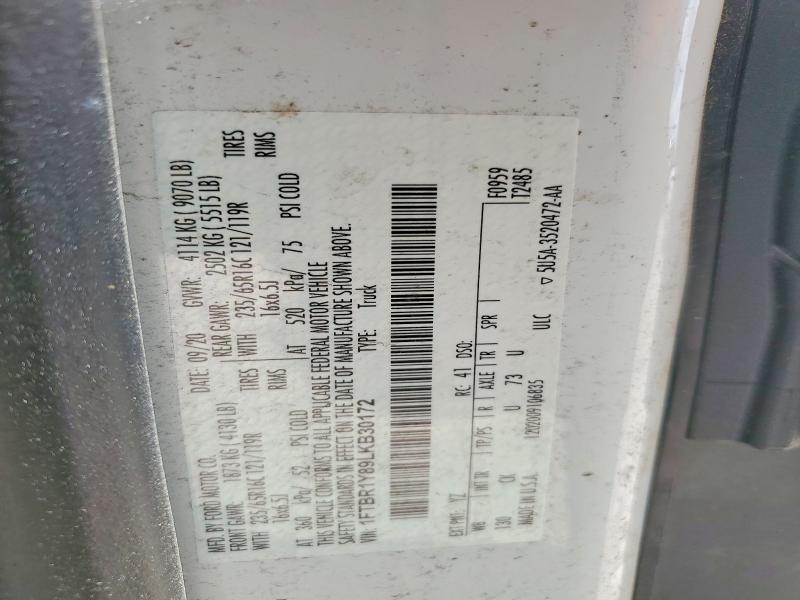 55943336 :رقم المزاد ، 1FTBR1Y89LKB30172 vin ، 2020 Ford Transit مزاد بيع