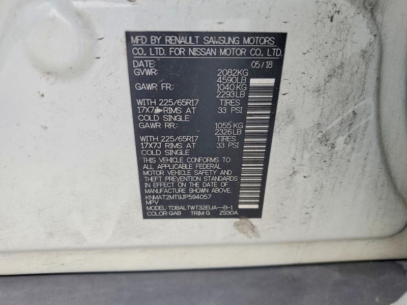 2018 Nissan Rogue მანქანა იყიდება აუქციონზე, vin: KNMAT2MT9JP594057, აუქციონის ნომერი: 58227146