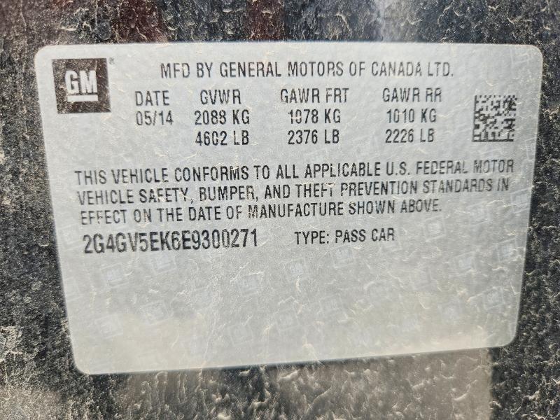 2014 Buick Regal მანქანა იყიდება აუქციონზე, vin: 2G4GV5EK6E9300271, აუქციონის ნომერი: 58395546