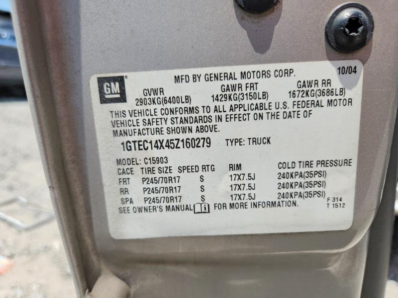 57931936 :رقم المزاد ، 1GTEC14X45Z160279 vin ، 2005 Gmc New Sierra مزاد بيع