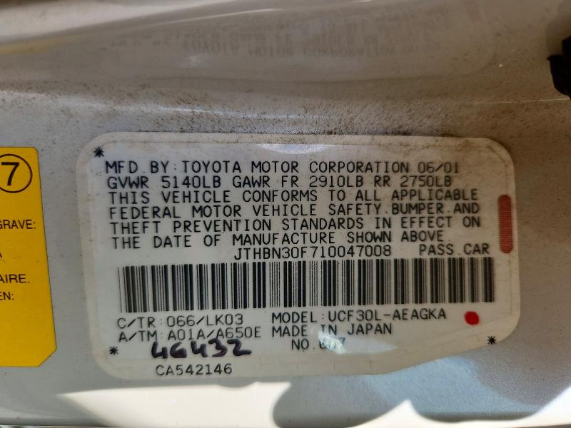 Продажа на аукционе авто 2001 Lexus Ls, vin: JTHBN30F710047008, номер лота: 57914606