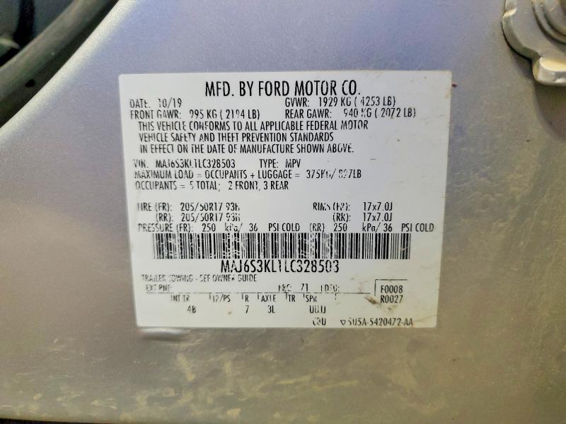58101936 :رقم المزاد ، MAJ6S3KL1LC328503 vin ، 2020 Ford Ecosport مزاد بيع