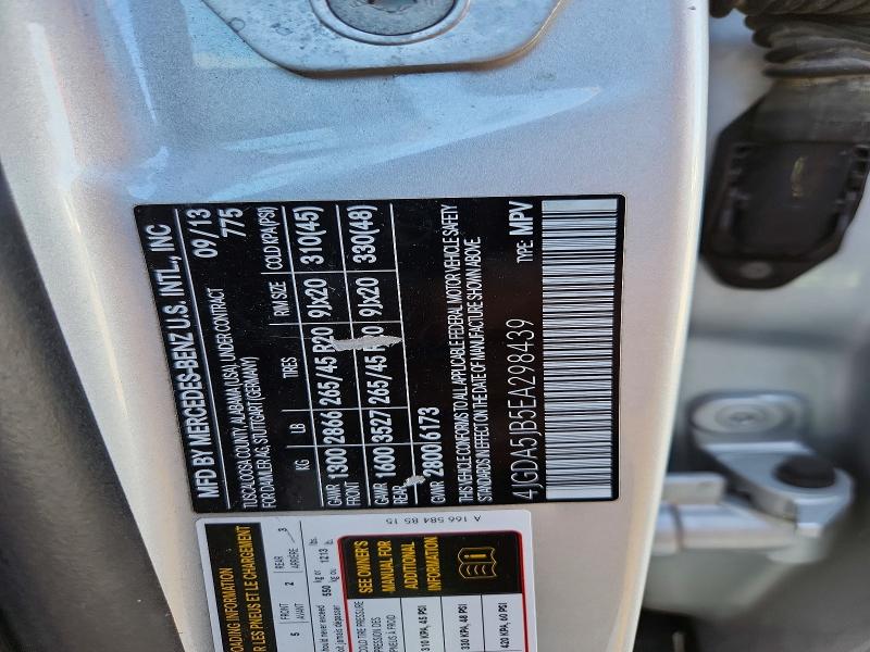 Продаж на аукціоні авто 2014 Mercedes-benz Ml, vin: 4JGDA5JB5EA298439, номер лоту: 53433396