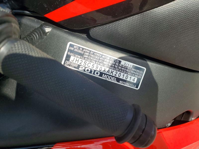 58779486 :رقم المزاد ، JH2SC590XAK201014 vin ، 2010 Honda Cbr1000 مزاد بيع