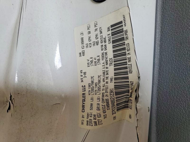 Aukcja sprzedaży 2008 Dodge Ram 2500, vin: 3D7KS28A88G212301, numer aukcji: 58744666