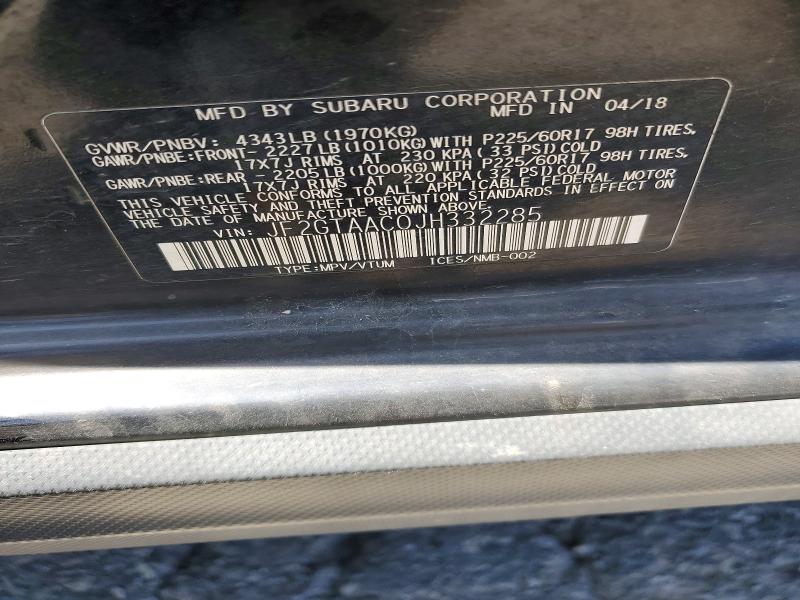 Aukcja sprzedaży 2018 Subaru Crosstrek, vin: JF2GTAAC0JH332285, numer aukcji: 56363006