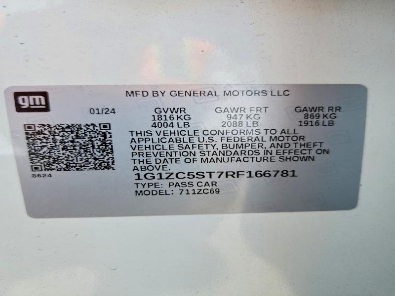 Продажа на аукционе авто 2024 Chevrolet Malibu, vin: 1G1ZC5ST7RF166781, номер лота: 56752326