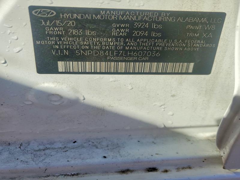 2020 Hyundai Elantra მანქანა იყიდება აუქციონზე, vin: 5NPD84LF7LH607036, აუქციონის ნომერი: 57239046