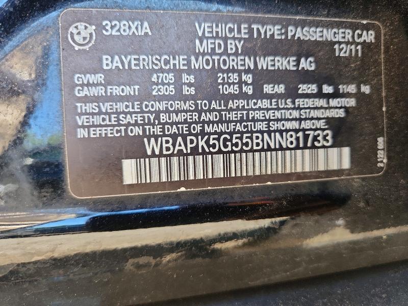 Продажа на аукционе авто 2011 Bmw 328, vin: WBAPK5G55BNN81733, номер лота: 55386206
