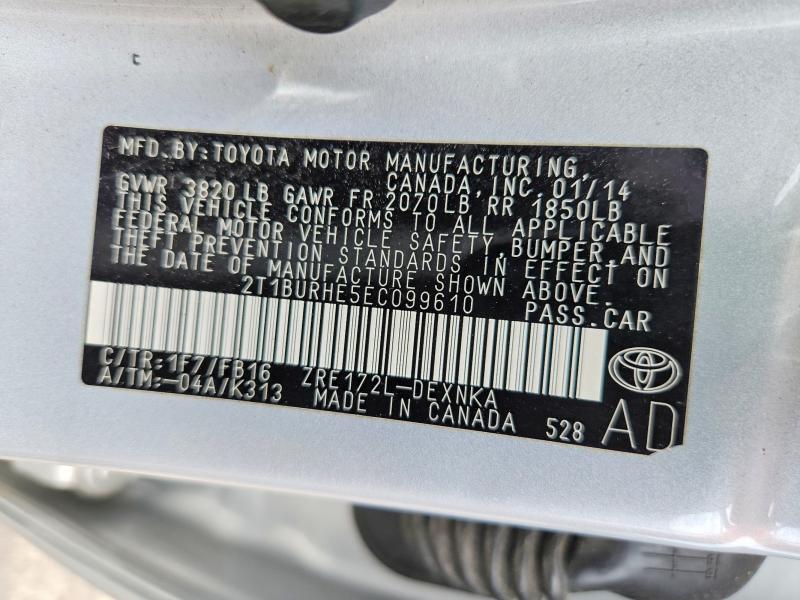 Продаж на аукціоні авто 2014 Toyota Corolla, vin: 2T1BURHE5EC099610, номер лоту: 57851036