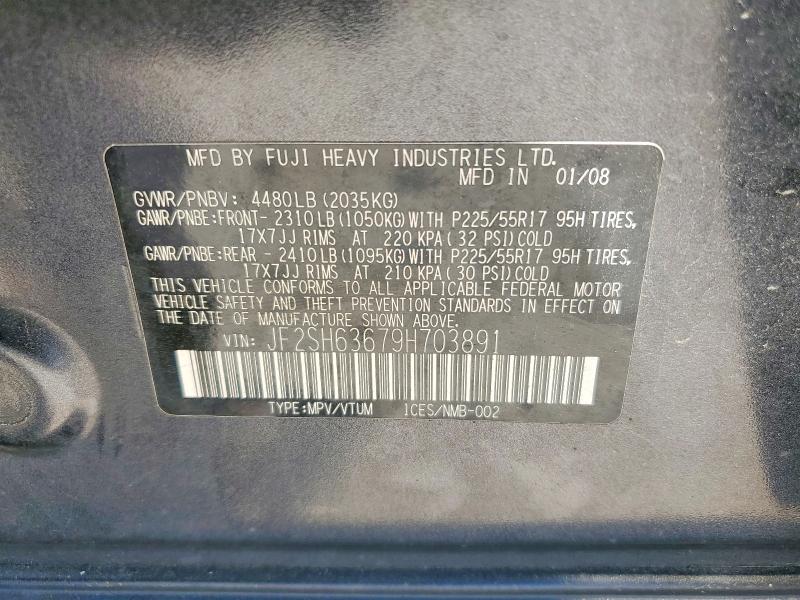 Aukcja sprzedaży 2009 Subaru Forester, vin: JF2SH63679H703891, numer aukcji: 57370796