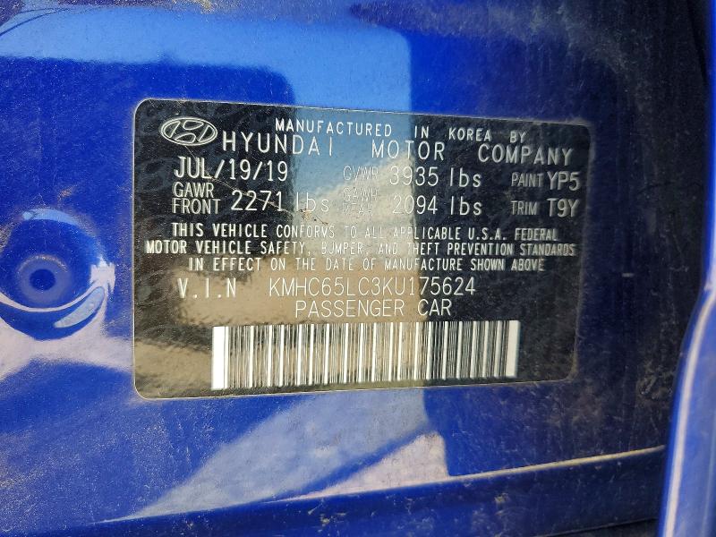 Auction sale of the 2019 Hyundai Ioniq, vin: KMHC65LC3KU175624, lot number: 58471026