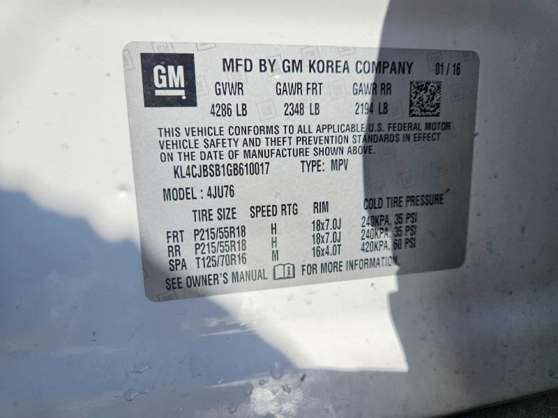 58830696 :رقم المزاد ، KL4CJBSB1GB610017 vin ، 2016 Buick Encore مزاد بيع