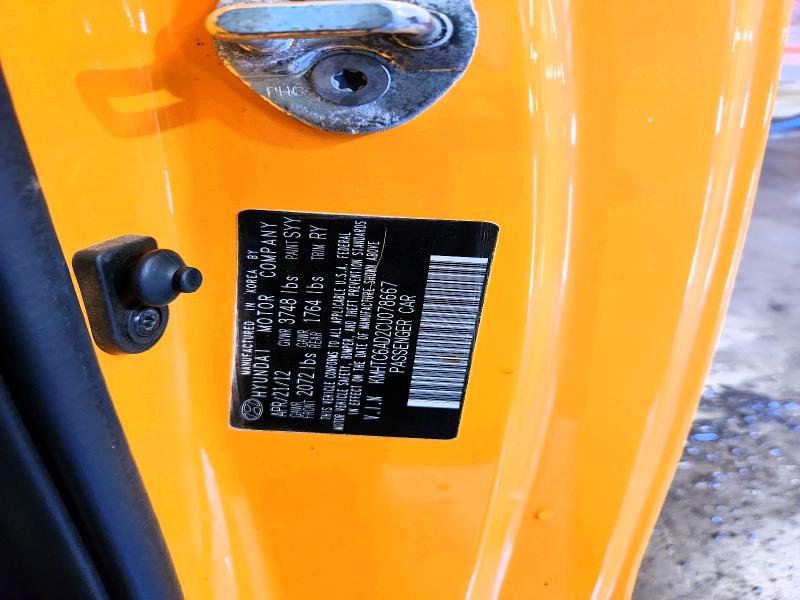 2012 Hyundai Veloster მანქანა იყიდება აუქციონზე, vin: KMHTC6AD2CU078667, აუქციონის ნომერი: 56431616