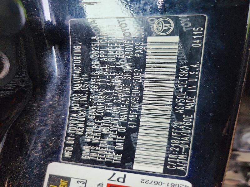Aukcja sprzedaży 2014 Toyota Camry, vin: 4T1BF1FK5EU412092, numer aukcji: 58412636