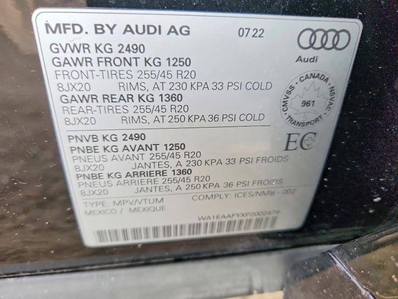 Продажа на аукционе авто 2023 Audi Q5, vin: WA1EAAFYXP2002479, номер лота: 57602756