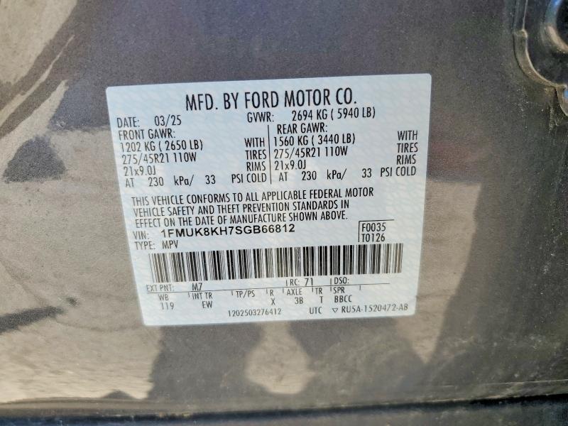 Aukcja sprzedaży 2025 Ford Explorer, vin: 1FMUK8KH7SGB66812, numer aukcji: 58188666