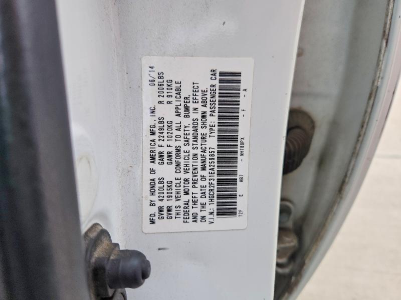 57604606 :رقم المزاد ، 1HGCR2F31EA259857 vin ، 2014 Honda Accord مزاد بيع