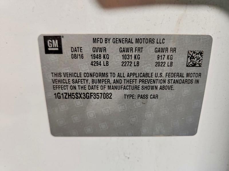 2016 Chevrolet Malibu მანქანა იყიდება აუქციონზე, vin: 1G1ZH5SX3GF357082, აუქციონის ნომერი: 57762796