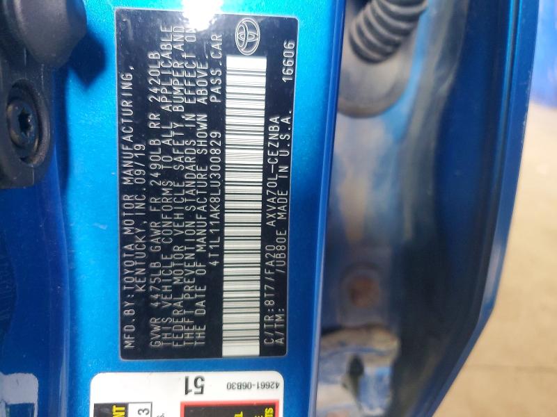 55518216 :رقم المزاد ، 4T1L11AK8LU300829 vin ، 2020 Toyota Camry مزاد بيع