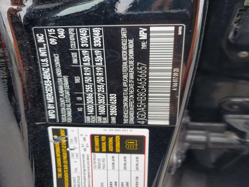 58398976 :رقم المزاد ، 4JGDA5HB8GA656657 vin ، 2016 Mercedes-benz Gle مزاد بيع