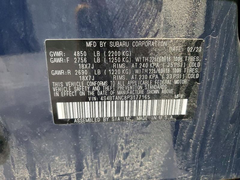 Продажа на аукционе авто 2023 Subaru Outback, vin: 4S4BTANC8P3177165, номер лота: 56580496