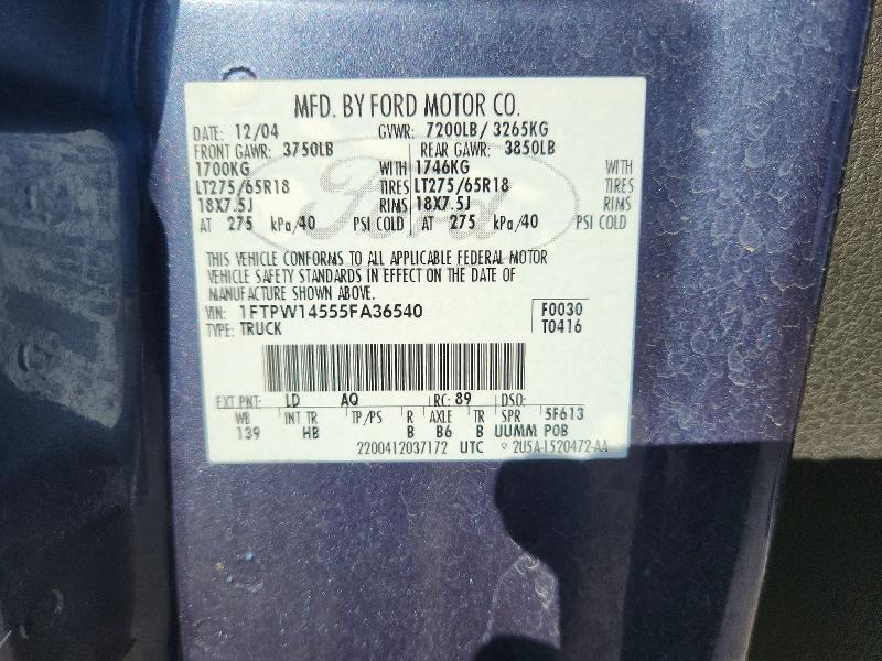 Aukcja sprzedaży 2005 Ford F150, vin: 1FTPW14555FA36540, numer aukcji: 57329146