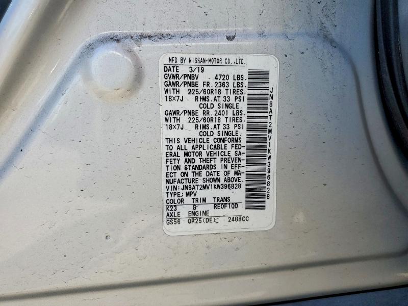 Продаж на аукціоні авто 2019 Nissan Rogue, vin: JN8AT2MV1KW396828, номер лоту: 55699586