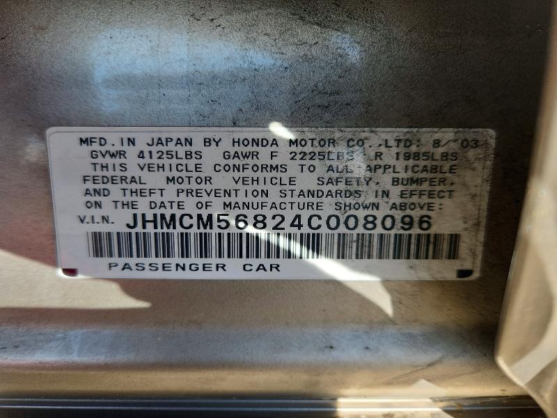 Продаж на аукціоні авто 2004 Honda Accord, vin: JHMCM56824C008096, номер лоту: 58131266
