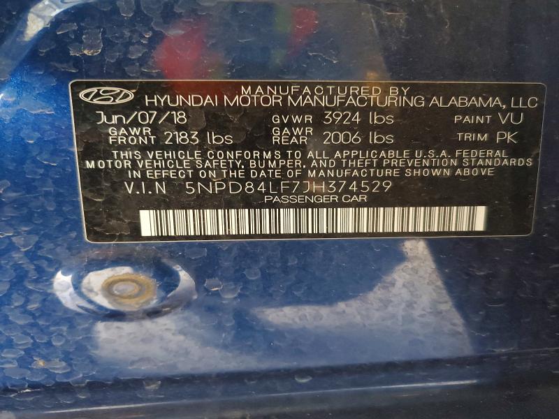 Продаж на аукціоні авто 2018 Hyundai Elantra, vin: 5NPD84LF7JH374529, номер лоту: 56990246