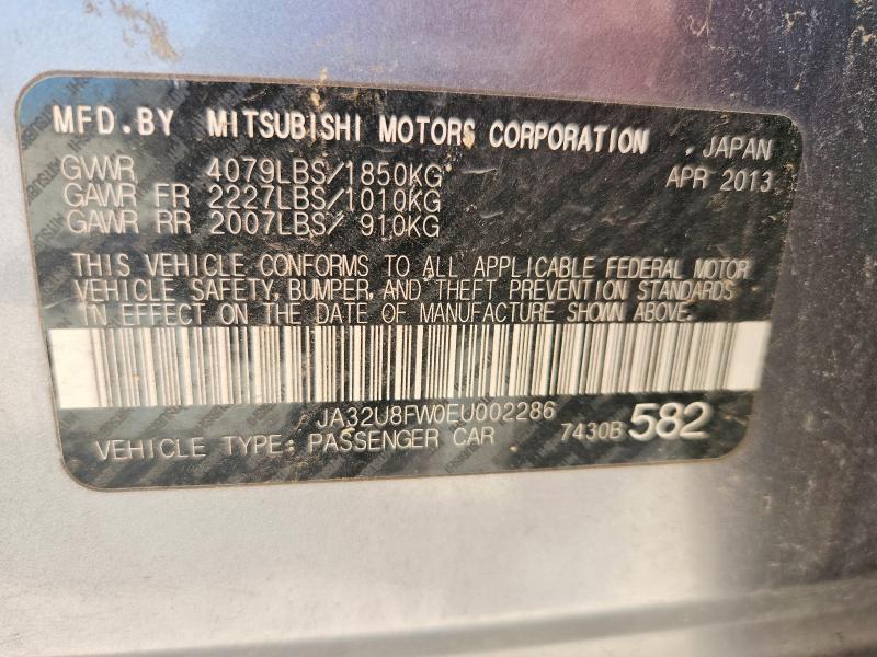Aukcja sprzedaży 2014 Mitsubishi Lancer, vin: JA32U8FW0EU002286, numer aukcji: 58845786
