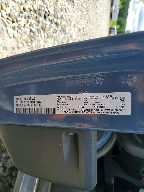 Aukcja sprzedaży 2021 Ram Promaster 3500, vin: 3C6MRVJG8ME540927, numer aukcji: 57962096