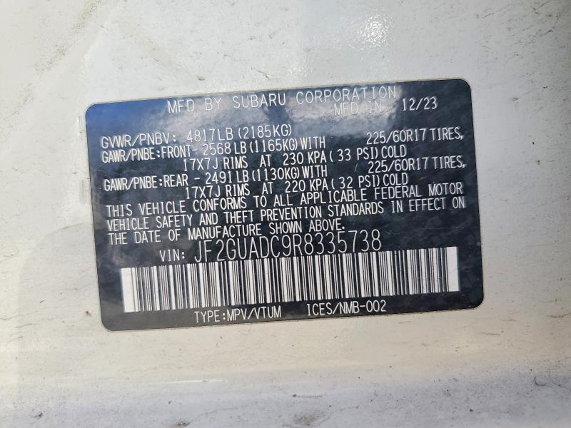 Продаж на аукціоні авто 2024 Subaru Crosstrek, vin: JF2GUADC9R8335738, номер лоту: 58469636