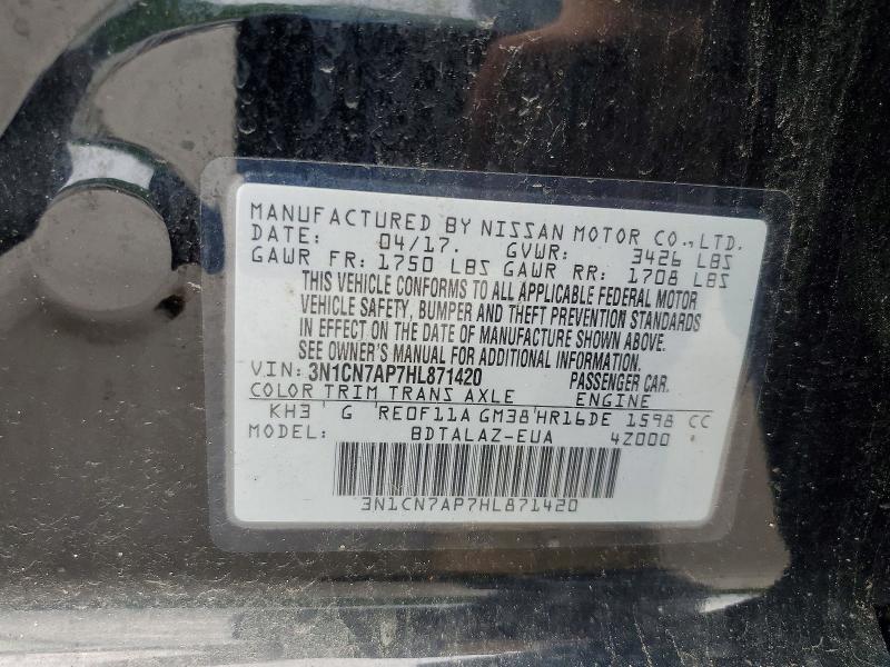 Продаж на аукціоні авто 2017 Nissan Versa, vin: 3N1CN7AP7HL871420, номер лоту: 56742006
