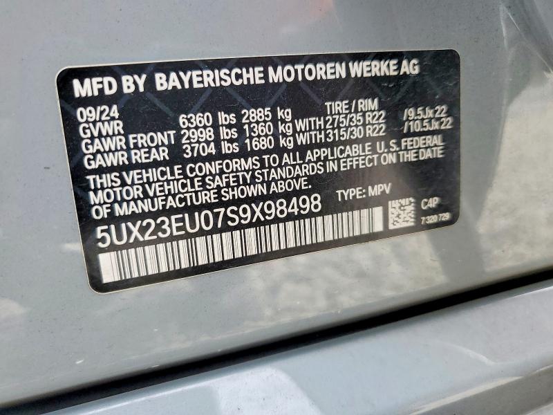 2025 Bmw X5 მანქანა იყიდება აუქციონზე, vin: 5UX23EU07S9X98498, აუქციონის ნომერი: 55638156