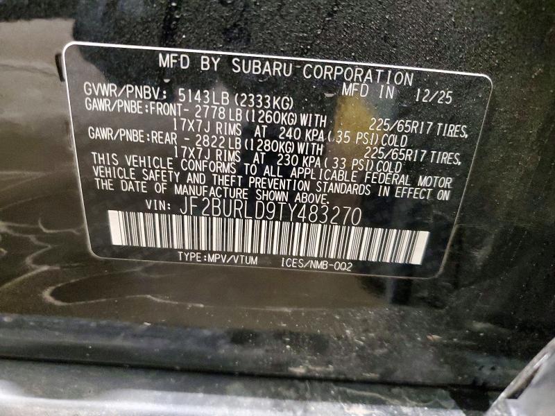 2026 Subaru Outback მანქანა იყიდება აუქციონზე, vin: JF2BURLD9TY483270, აუქციონის ნომერი: 56521096