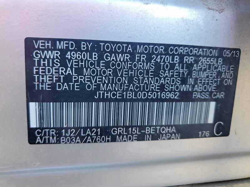 Aukcja sprzedaży 2013 Lexus Gs, vin: JTHCE1BL0D5016962, numer aukcji: 56765116