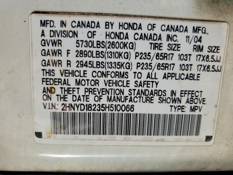 Aukcja sprzedaży 2005 Acura Mdx, vin: 2HNYD18235H510066, numer aukcji: 57357206