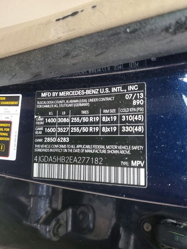 Aukcja sprzedaży 2014 Mercedes-benz Ml, vin: 4JGDA5HB2EA277182, numer aukcji: 59016296
