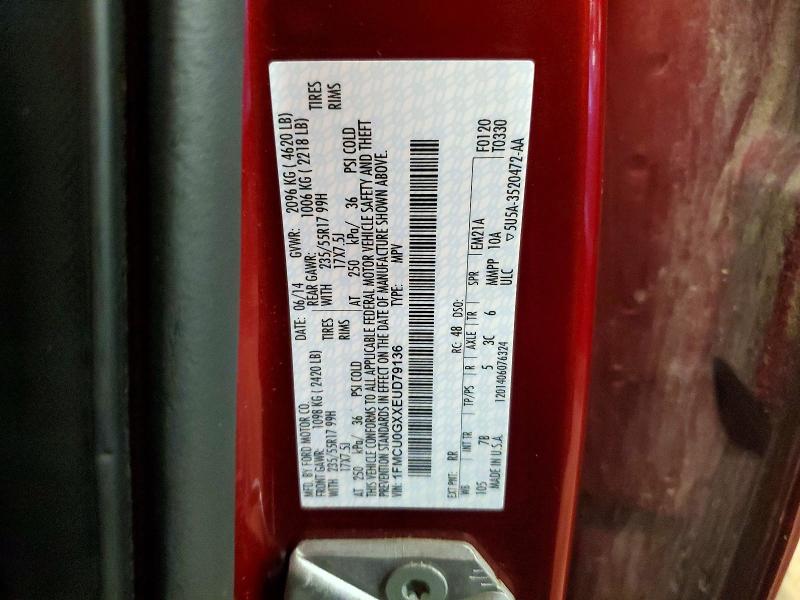 58352626 :رقم المزاد ، 1FMCU0GXXEUD79136 vin ، 2014 Ford Escape مزاد بيع