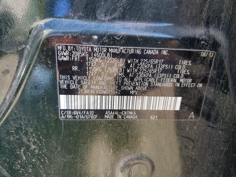 55459766 :رقم المزاد ، 2T3RFREV2DW075542 vin ، 2013 Toyota Rav4 مزاد بيع